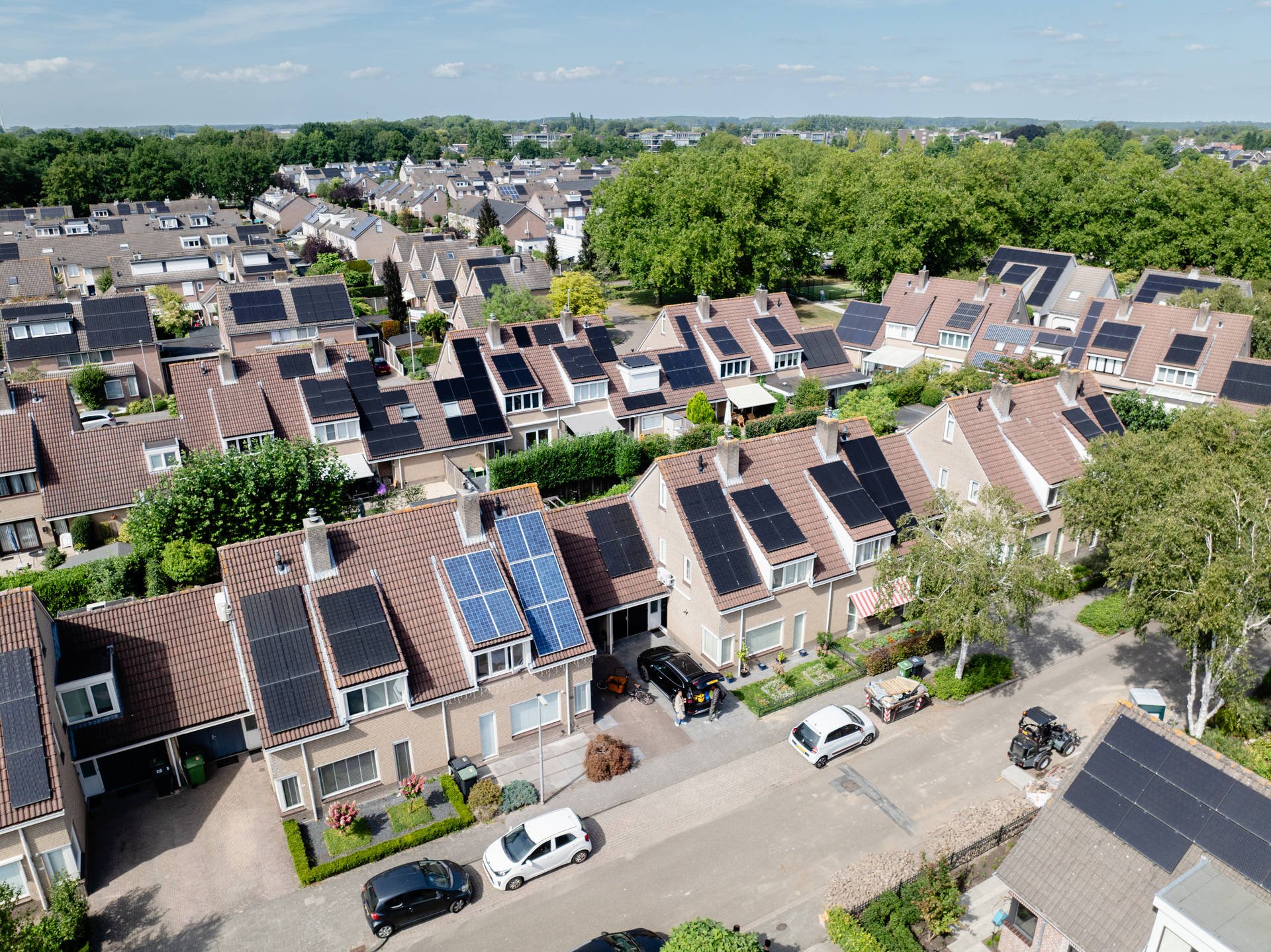 Huizen in een wijk van bovenaf